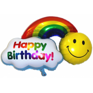 Happy Birthday / Have A Nice Day Regnbue fÃ¸dselsdags folie ballon 32" (u/helium)